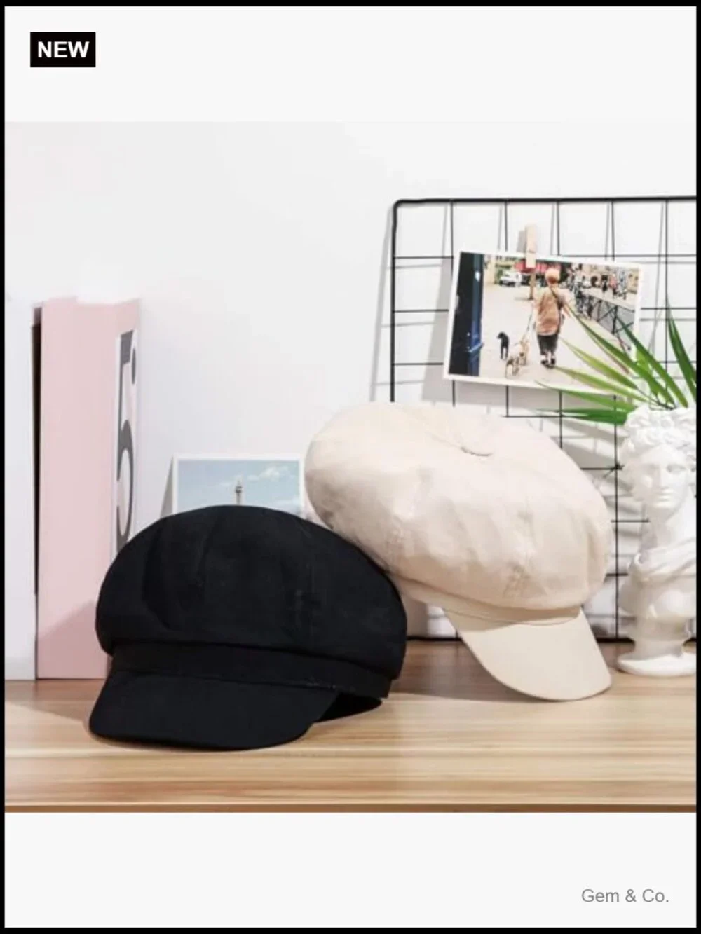 Women Newsboy Cap Visor Beret 8 Panels Vintage Cabbie Hat Octagonal Cotton